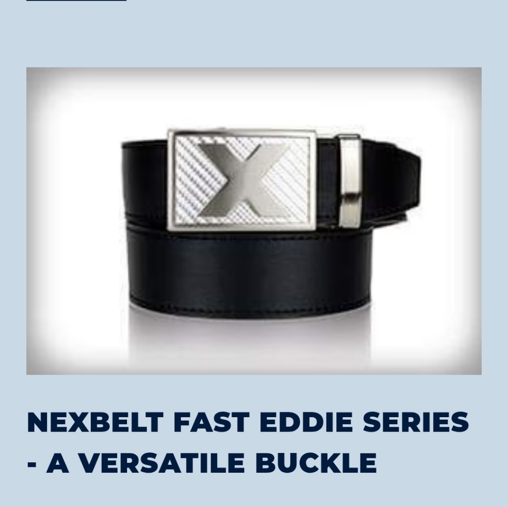 Nexbelt Fast Eddie Series Black Belt with Silver Buckle 37" Golf Golfer**
